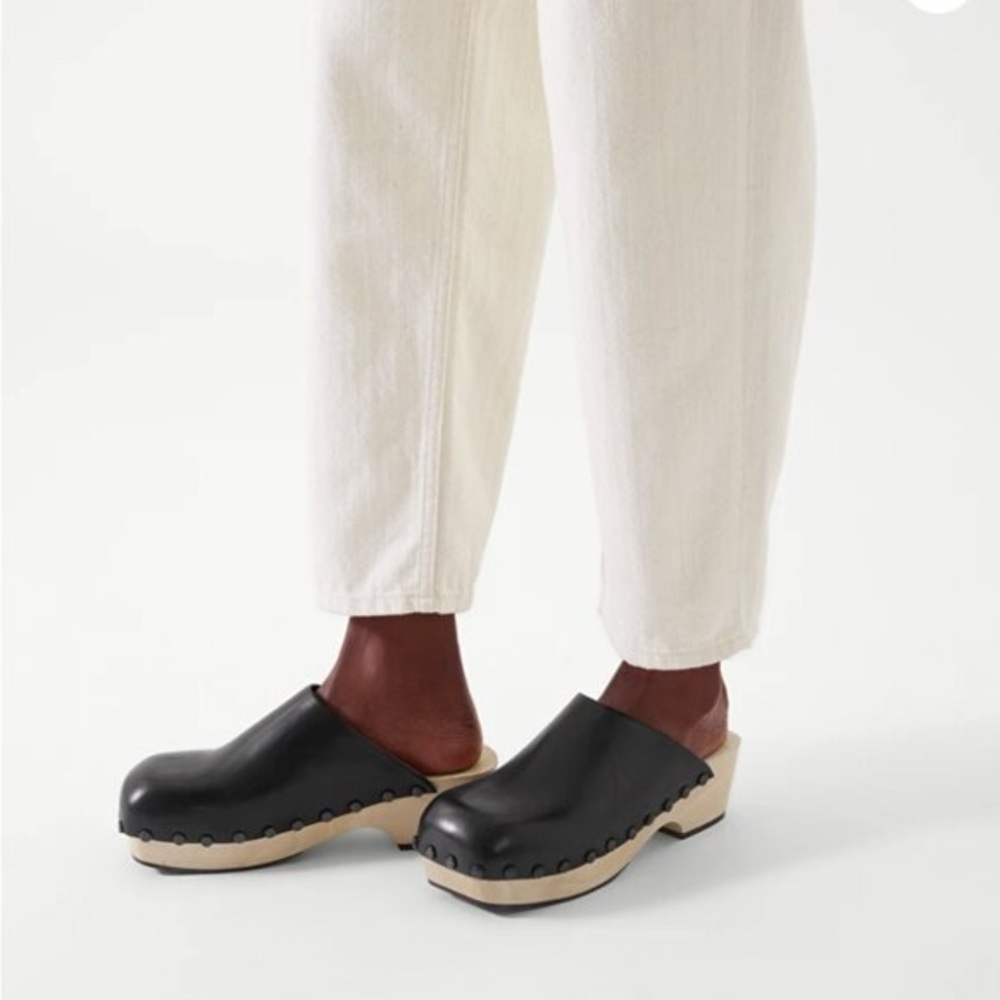 COS Black clogs with wood sole